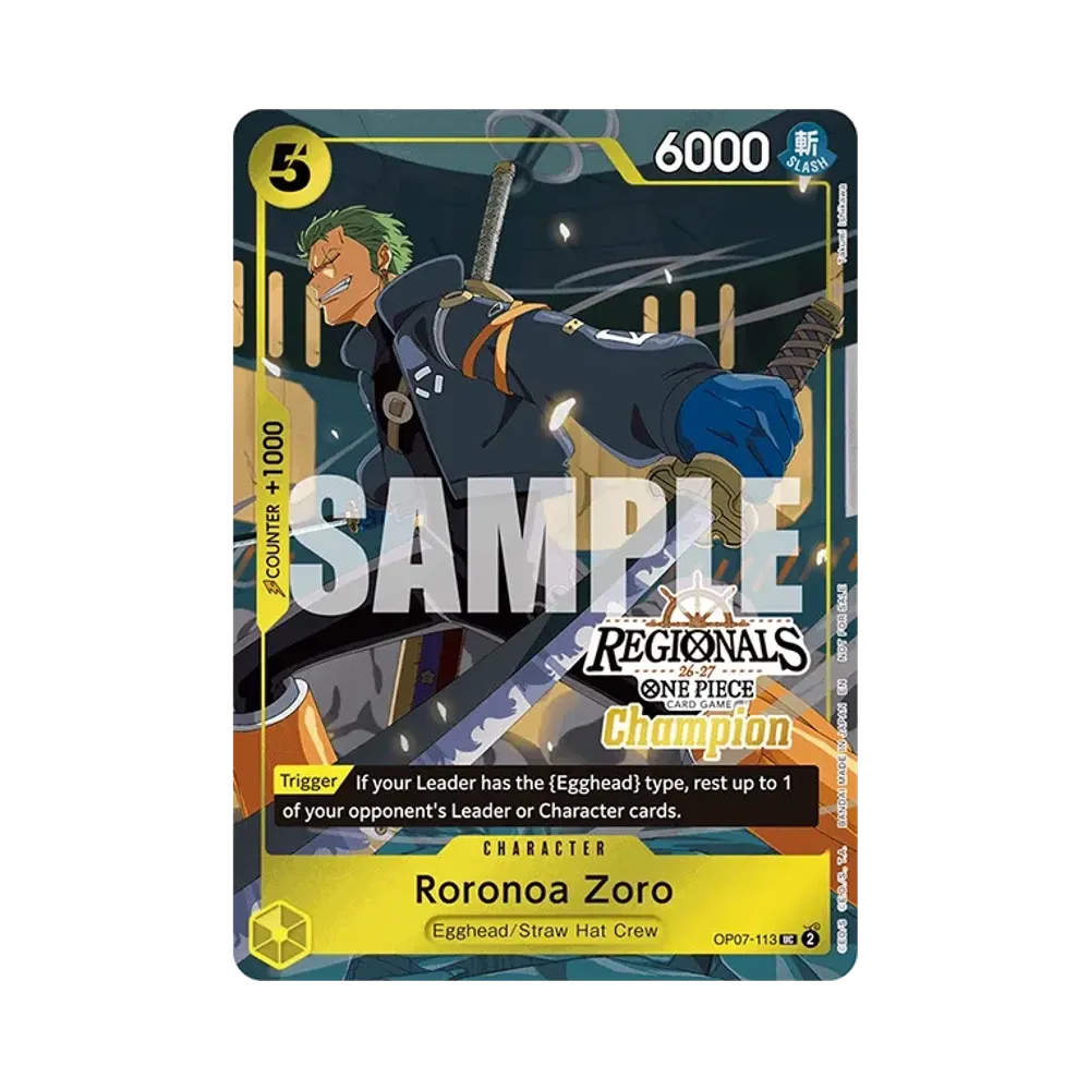 Roronoa Zoro UC :1st Place [OP07-113][EN] (Promotional Card "Regionals Champion Card Set 26-27 Vol.1")