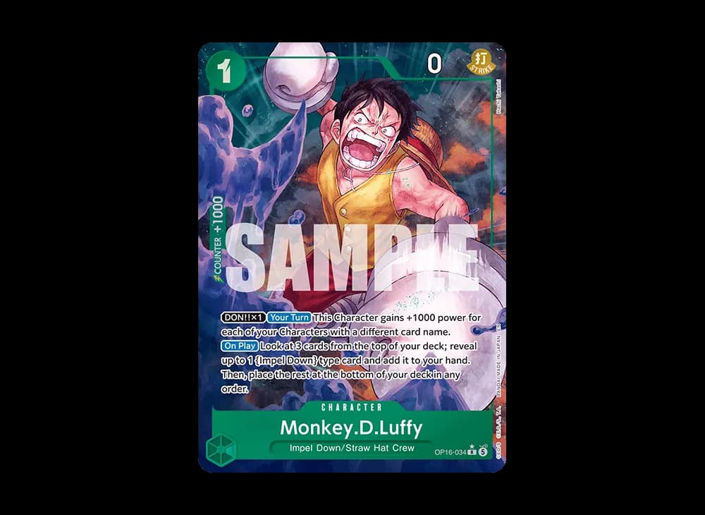 Monkey.D.Luffy R-P [OP16-034][EN](Booster Pack "THE TIME OF BATTLE")