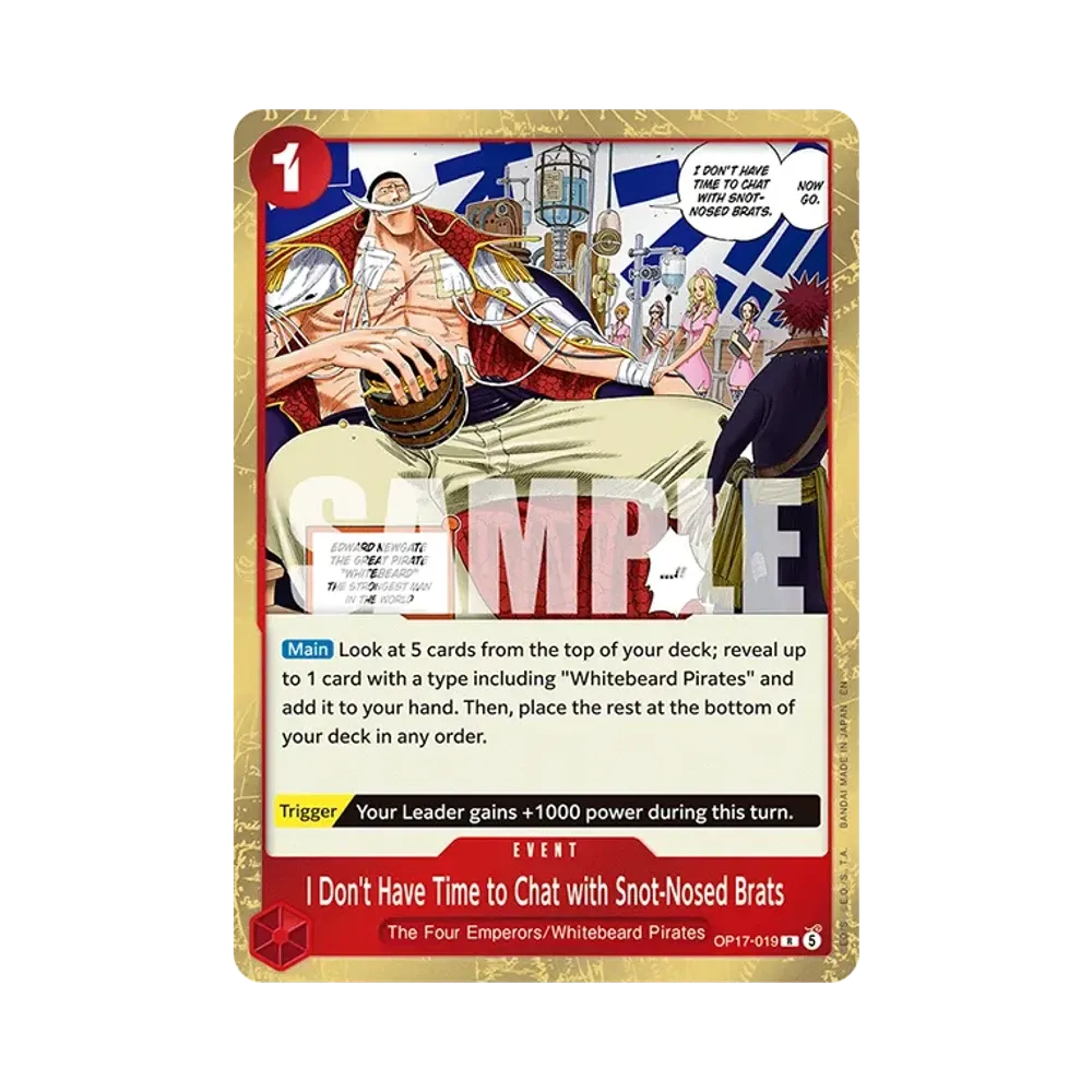 I don't want to talk to a snot-nosed brat! R [OP17-019][EN](Booster Pack "THE WORLD’S STRONGEST WARRIORS")