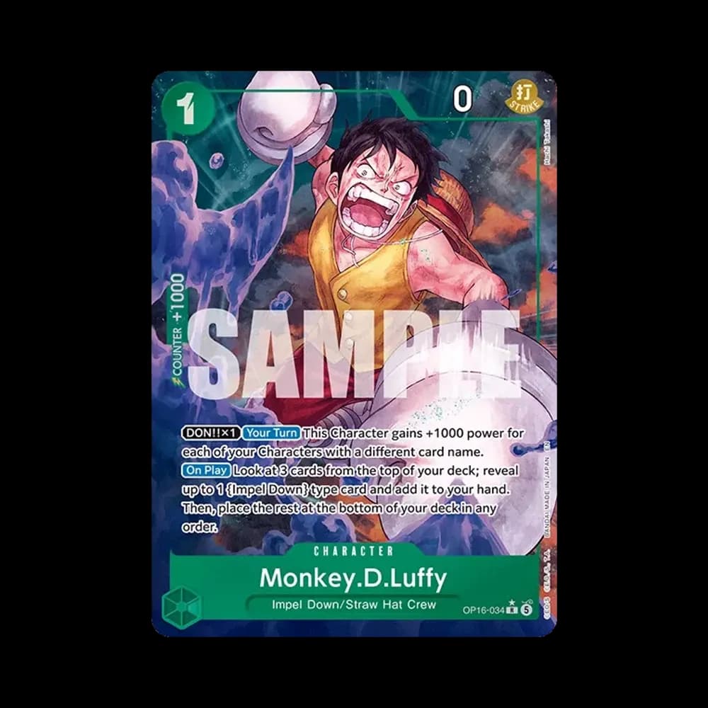 Monkey.D.Luffy R-P [OP16-034][EN](Booster Pack "THE TIME OF BATTLE")